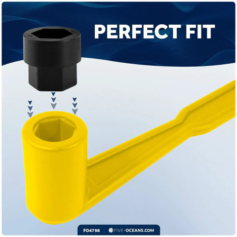 All In One Universal Prop Wrench Kit With Multiple Sockets For Boat Prop Nuts 17/32 To 1-1/4 In, yellow resin handle demonstration