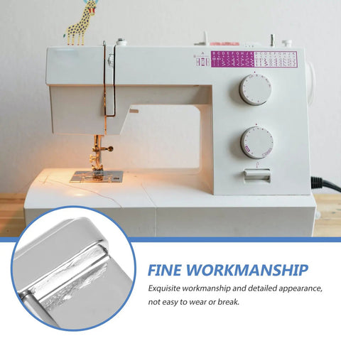 Sewing machine with stainless steel twin needles and pintuck presser foot for heavy-duty use in crafting and garment making.