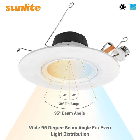 Gimbal LED Recessed Downlight Fixture 5 To 6 Inch, 11W, 1100 Lumens, wide 95-degree beam angle feature diagram
