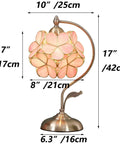 Chic Vibe Stained Glass Tiffany Style Flower Petal Table Lamp With Brass Base For Home Decor Pink 8 Inch Shade 17 Inch Tall Cherry Blossom Handmade Lighting Fixture measured dimensions