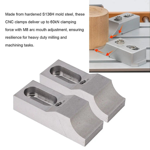 Heavy Duty Generic Side Clamp Vise 2 Pack Low Profile Design With Solid S136H Die Steel Construction For Precision CNC Milling and machining tasks.