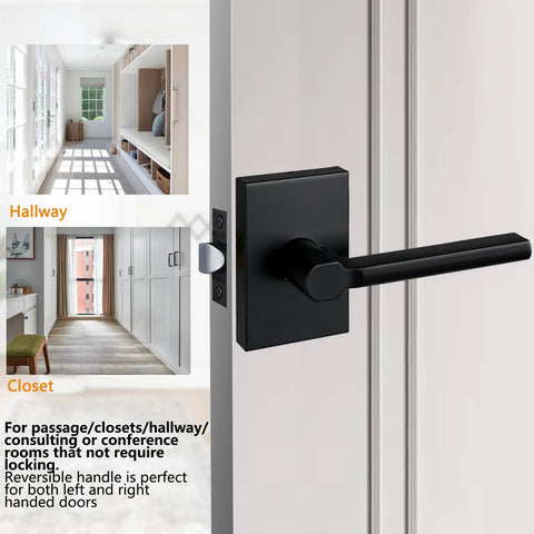 Passage Door Levers Set For Interior Use Beefy Heavy Duty Square Door Handles For Hall Closet And Pantry Nonlocking Reversible Lever
