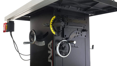 Workhorse Cabinet Tablesaw Boasting A Beefy 7.5Hp Motor Integrated Dust Collection Gear And Factory Fresh Blade for precision adjustments.