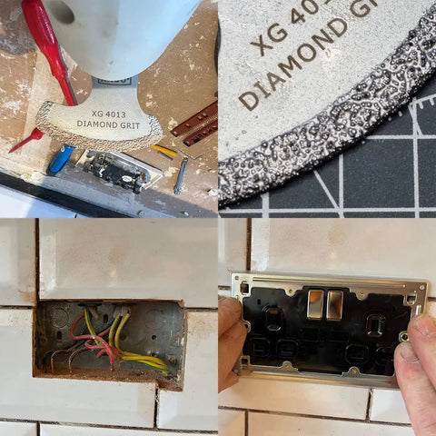 Four Pack Diamond Grout Removal Blades For One-Eighth Inch Grout Lines, Oscillating Tool Compatible, ultra sharp cutting edge.