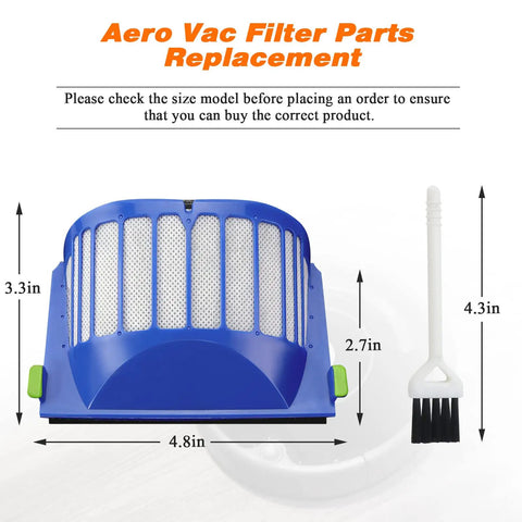 10 Pack Aero Vac Filter Replacement Set With Brush For iRobot Roomba 500 And 600 Series Vacuum Cleaners blue filter with brush