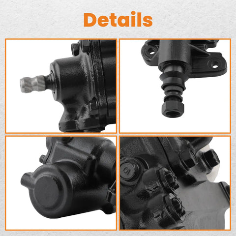 Close-up details of Solid Swap Direct Replacement Power Steering Gearbox For Toyota 4Runner And Pickup Trucks 1989 To 1991.