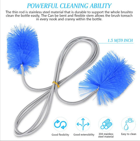 Flexible Drain Snake Kit, 3 Piece Stainless Steel Pipe Cleaners With Multiple Brush Heads, flexible dual-head cleaning brushes.