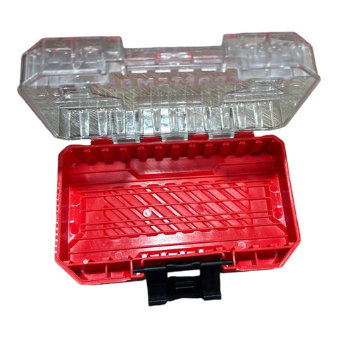 Top Shelf Hassle Free Compact Stackable Storage Cases 4 Pack Versastack Compatible lightweight red plastic tool organizer open view
