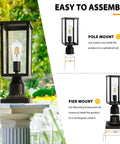 Outdoor Post Light Auto On Sensor 120V Aluminum Waterproof Lantern For Garden Yard Patio Pathway With Pier Mount Base