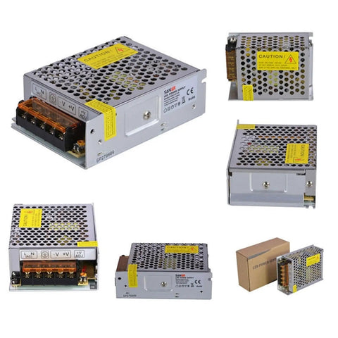 Beefy 24V 2.5A 60W LED Switching Power Supply Driver For 110V 220V AC DC Lighting Plug And Play Transformer Style Power Adapter Stable Output For Indoor Outdoor LED Installations, metal vented case