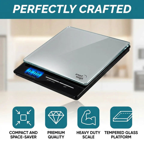 Get Your Hands on This Highly Accurate Digital Postal Scale Featuring a Durable Tempered Glass Platform Perfect for Weighing USPS Mail Letters and Packages Up to Eleven Pounds in a sleek design.