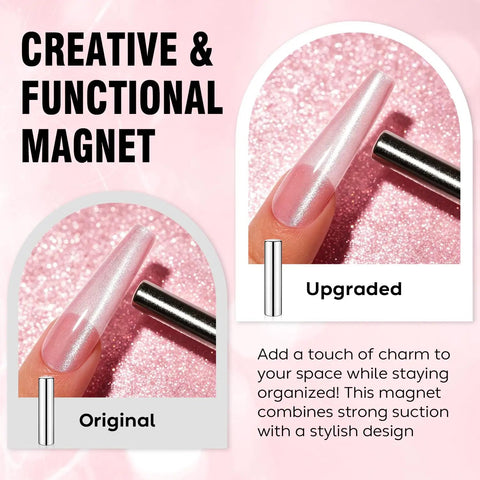 Close-up of cat eye gel nail polish with magnet, showcasing shimmer effect from Cat Eye Gel Nail Polish Set With Magnetic Kit, 12 Colors 5ml Bottles