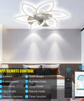 Dope 30 Inch Ceiling Fan With Lights Remote Control Dimmable 3 Color Temperature 6 Speed Low Profile Flush Mount White