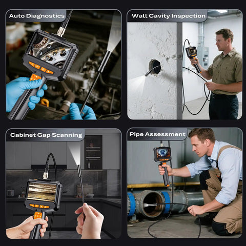 Endoscope Camera With Light Handheld Borescope 4.3 Inch IPS Color Screen Real Time HD Inspection 178 Degree Wide Angle Portable Tool, handheld view