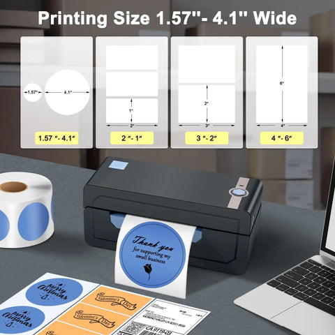 Bluetooth Thermal Shipping Label Printer For 4x6 Shipping Labels Wireless And Dead Simple To Use shown with printed labels