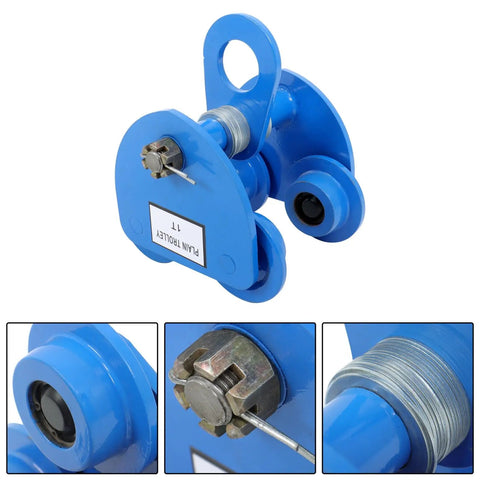 Beefed-Up 1 Ton Dual-Wheel I-Beam Trolley With Adjustable Width, Heavy Duty Steel Roller Hoist, close-up details