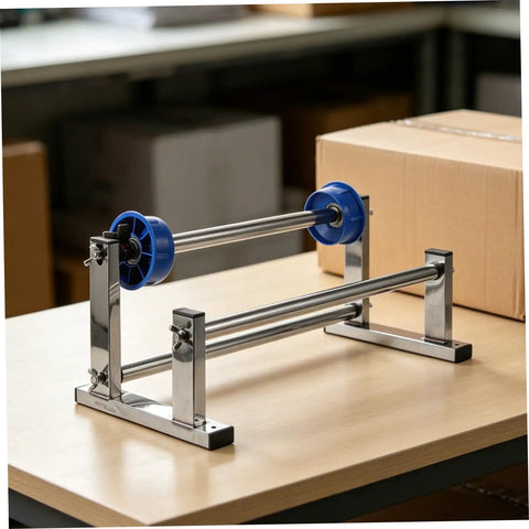 Manual Film Roll Holder For Cargo Wrapping, Lightweight Metal Plastic Unwinding Frame, Hand Operated Dispenser For Warehouse Storage on desk