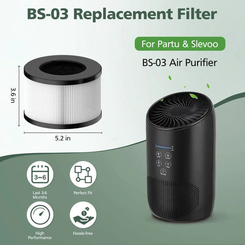 HEPA Replacement Filter For PARTU And Slevoo BS 03 Air Purifier With 3 In 1 Filtration System Keeps Powerful Suction On Point And Fresh Air