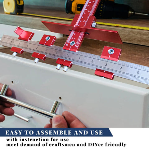Precision Cabinet Door Handle Jig For Hardware Mounting With 5mm And 4mm Drill Guide Made From Hella Tough Aluminum Alloy, aligning cabinet knobs.