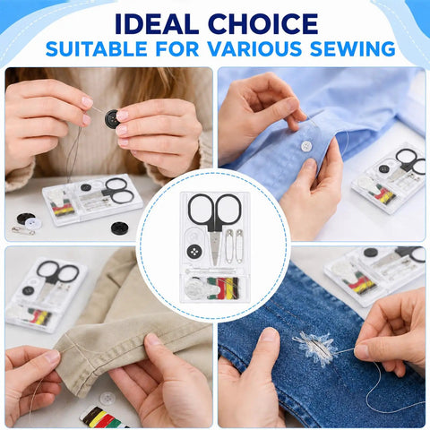 25 Pack Mini Sewing Kits Bulk On The Go Quick Fix Solid Wardrobe Essentials with scissors, buttons, and thread for repairs.
