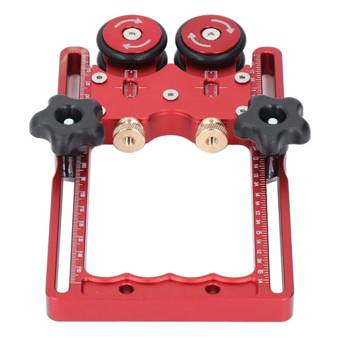 Rugged Table Saw Feeder Roller Built Tough Out Of Anodized Aluminum Alloy with rubber wheels for stable cutting precision.
