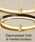 Dope Modern LED Chandelier Pendant Light For Kitchen Island Dining Living Room Bedroom Foyer, 90W Dimmable Black 3-Ring Acrylic