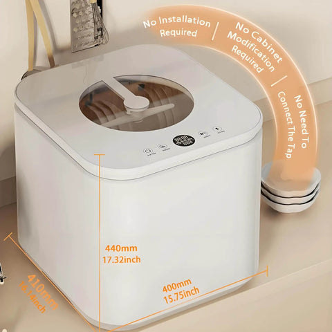 Nifty Countertop Dishwasher With Hot Air Drying And 72 Hour Fresh Air Storage featuring touchscreen controls and compact design.