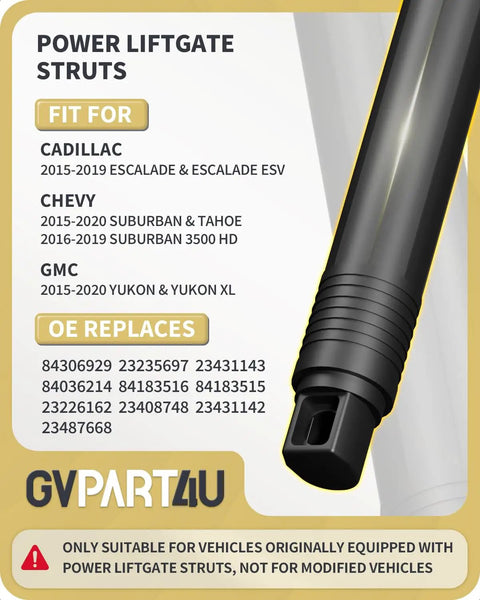 Power Liftgate Struts for GM Trucks and SUVs, 2015-2020, compatible with Escalade, Tahoe, Yukon, Suburban 2 Pack.