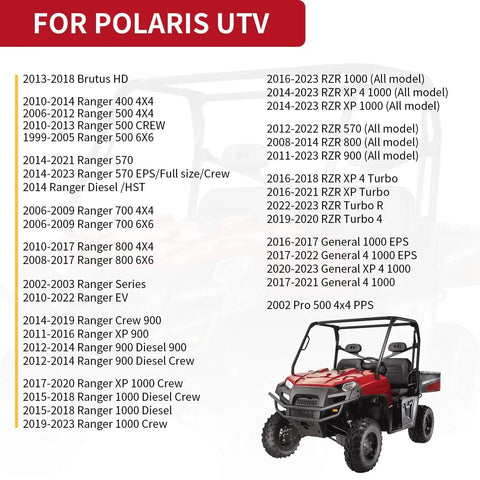 List of compatible Polaris UTV models for 2X Front And Rear Driveshaft U Joint For Ranger RZR Scrambler Sportsman