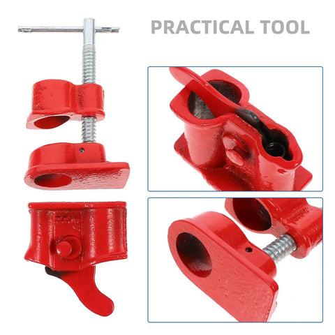 Lightweight Half Inch Pipe Clamp With Quick Release Go-To Handy Tool For Woodworking And Gluing Projects, red carpenter clamp