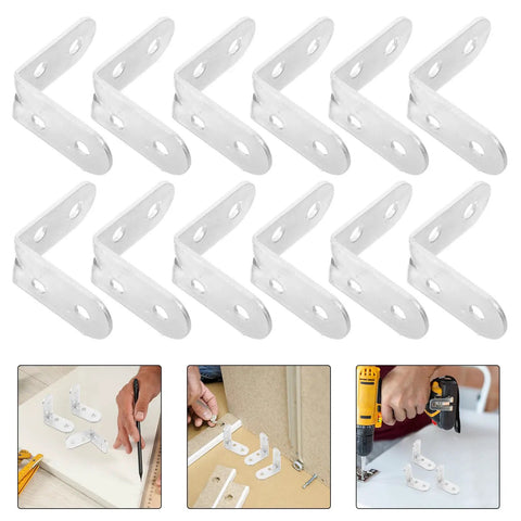 Stainless Steel Right Angle Corner Brackets For Wood 12 Pack L Shape Braces For Table Legs And Beds Heavy Duty DIY Reinforcement