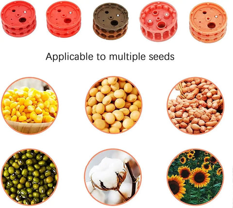 Hand Push Garden Seeder Roller Seeding And Fertilizer Applicator For Row Crops with seed compatibility and iron beak design.