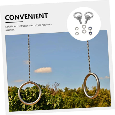 Beefy Eye Bolt M6x20 With Nylon Lock Nuts And Washers, Heavy Duty Stainless Steel Eyebolt With Shoulder For Vibration Dampening, Machinery Mounting And Decorative Hanging, Corrosion Resistant Hardware installed on hanging rings