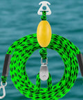 Auto Adjustable Heavy Duty Marine Bungee Dock Line With Center Stainless Steel Pulley For Boaters Tow Or Docking, green rope