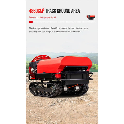 Pro Remote Control Tracked Sprayer Crawler Machine For Farm And Garden Use showing durable tracks over rough terrain.