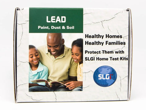 Packaging of Lead Test Kit For Paint, Dust, Or Soil 5 Pack With EPA Approved Method showing family reading together.