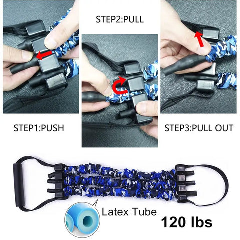 Steps to adjust rubber resistance bands for Aluminum Alloy Pilates Bar With Rubber Resistance Bands Door Anchor for Full Body Workouts.