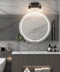 Industrial Style Bathroom Vanity Lighting Fixtures Four Light Matte Black Finish With Clear Globe Glass Farmhouse installed