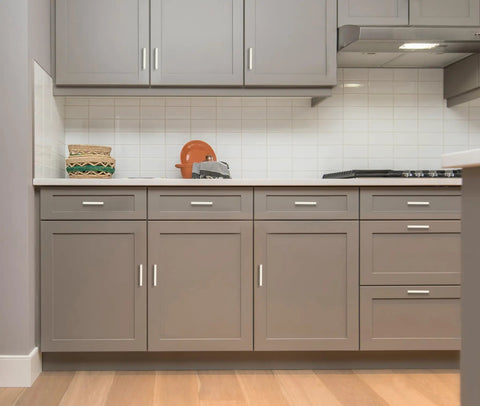 Modern kitchen with 25 Pack Solid 3-3/4 Inch Kitchen Square Cabinet Handles Brushed Nickel Drawer Pulls Hardware, minimalist design