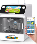 Next Level Mini 3D Printer For Kids With Auto Leveling And Hella Safe Kid Friendly Frame Plus Five Inch Touch Screen and preassembled build.