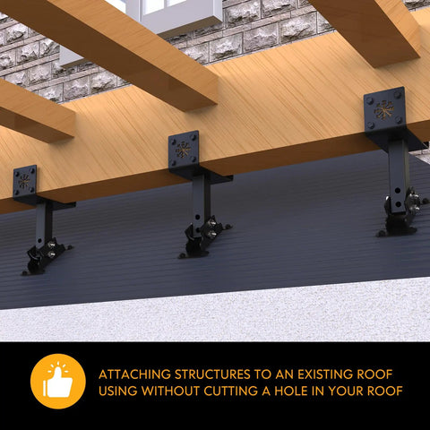 Heavy Duty Adjustable 5.55 Inch Pergola Roof Riser Beam Brackets Hardware Kit For Patio Cover Fits 6x6 And 6x8 Wood Beams Black Powder Coated Steel Built To Weather Tough And Last In Outdoor Settings
