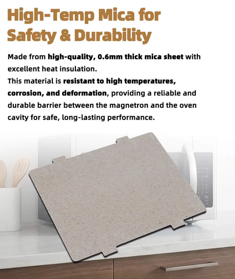 Three Pack Microwave Waveguide Cover Insulation Mica Sheet Replacement 5304523276 on kitchen counter, 0.6mm thick mica sheet