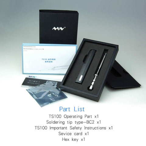 Digital OLED Programmable Mini Portable On The Go Soldering Iron Kit open box showing contents and packaging with accessories