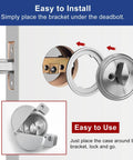 MOSECYOU deadbolt security shield with keys; silver metal lockout device blocking keyhole and thumb turn on a door