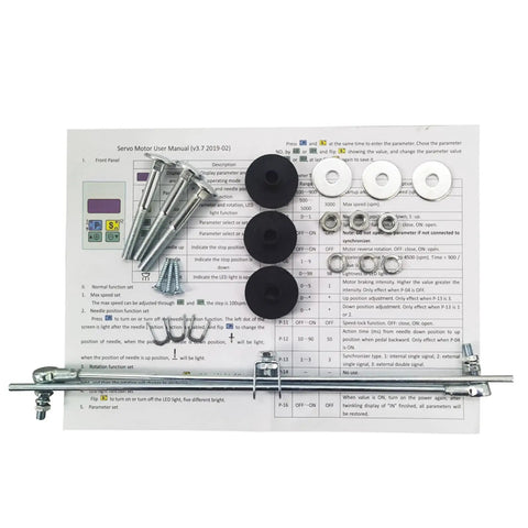 Components and user manual for 110V Industrial Sewing Machine With Split Type Setup Needle Positioner Ready Brushless Servo Motor Energy Saving Quiet Operation Low Vibration Durable Heavy Duty Sewing Equipment For Professionals