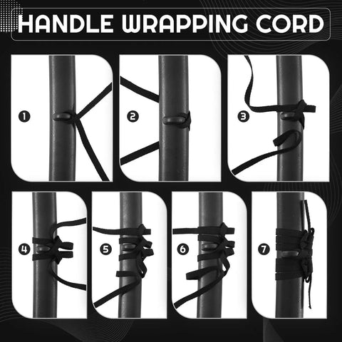 Step-by-step guide for using Black Ito Sageo Cord For Katana Wrapping 0.4 Inch Wide Synthetic Silk Rope on a handle