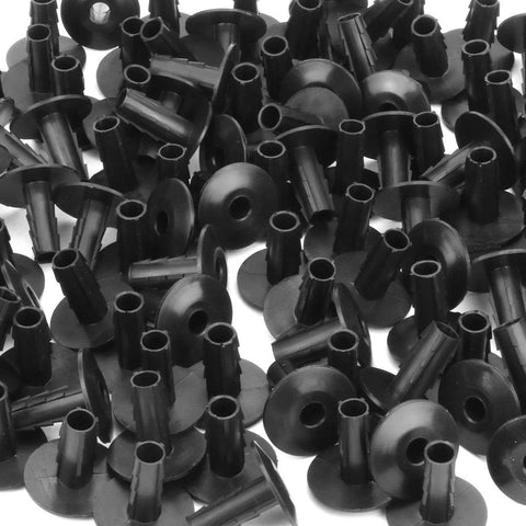 Front view: Skywalker black plastic single feed-through cable bushings, 100-piece set