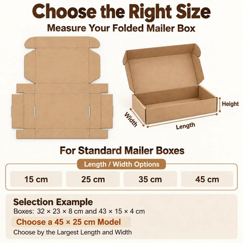 Manual Box Assisted Folding Tool For Packing Stations Featuring Adjustable Grip Clip For Smooth Carton Assembly And No Sweat Shipping Prep At Ecommerce Hubs Or Home Work Desks measuring dimensions for standard mailer boxes.