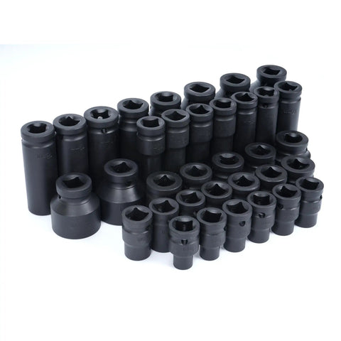 35-Piece 1/2 Inch Drive Deep Impact Socket Set With 6-Point Sockets, Heavy Duty Spindle And Axle Nut Kit, Deep Length 38mm And 78mm