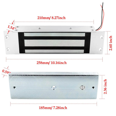 Heavy Duty Flush Mount Magnetic Door Lock With 500KG Holding Power shown with dimensions, stainless steel build